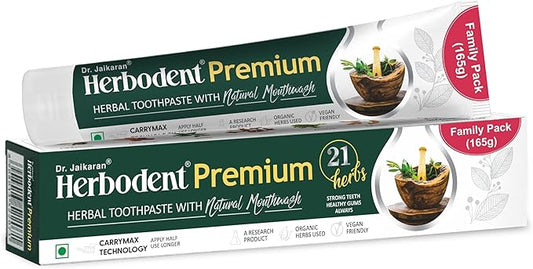 Herbodent® Premium Toothpaste - 5.82 Oz Pack of 1 | 21 Herbs for Strong Teeth & Healthy Gums- Neem, Clove, Cinnamon, Cardamom with Natural Mouthwash-No Paraben, No Fluoride, No Saccharin, No Triclosan