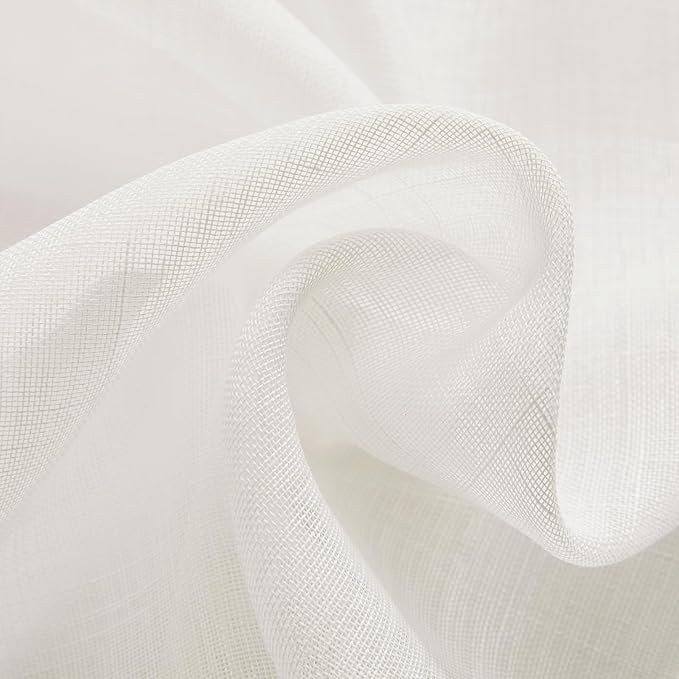 Joydeco Sheer Curtains 96 Inches Long, Cream Curtains for Living Room 2 Panels Set, Ivory Curtains Window Privacy Assured with Light Filtering(W52 x L96 Inch,Ivory)