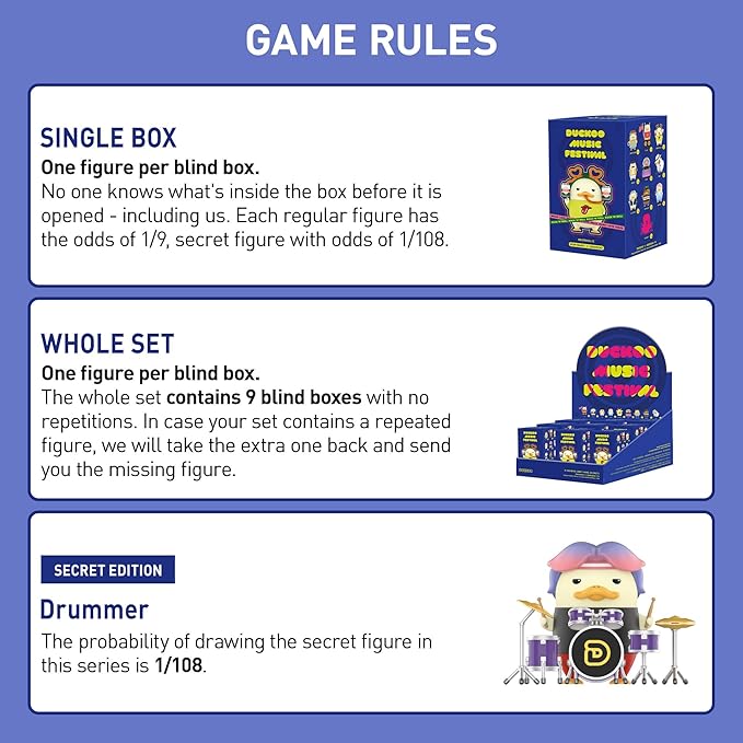 POP MART DUCKOO Music Festival Series Blind Box Figures, Random Design Action Figures Collectible Toys Home Decorations, Holiday Birthday Gifts for Girls and Boys, Whole Set