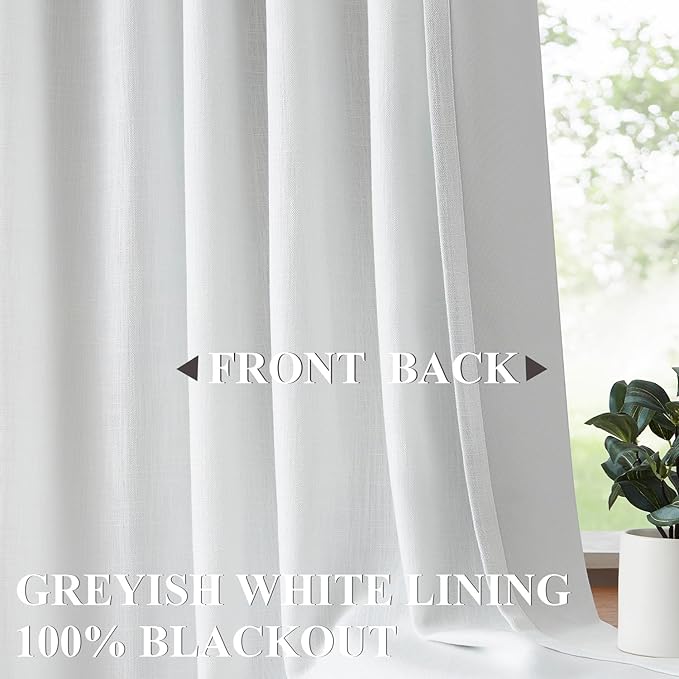 Vision Home White Pinch Pleated Full Blackout Curtains 60 inch Wide Thermal Insulated Window Curtains for Living Room Bedroom Room Darkening Pinch Pleat Drapes with Hooks Back Tab 1 Panel 60" Wx72 L