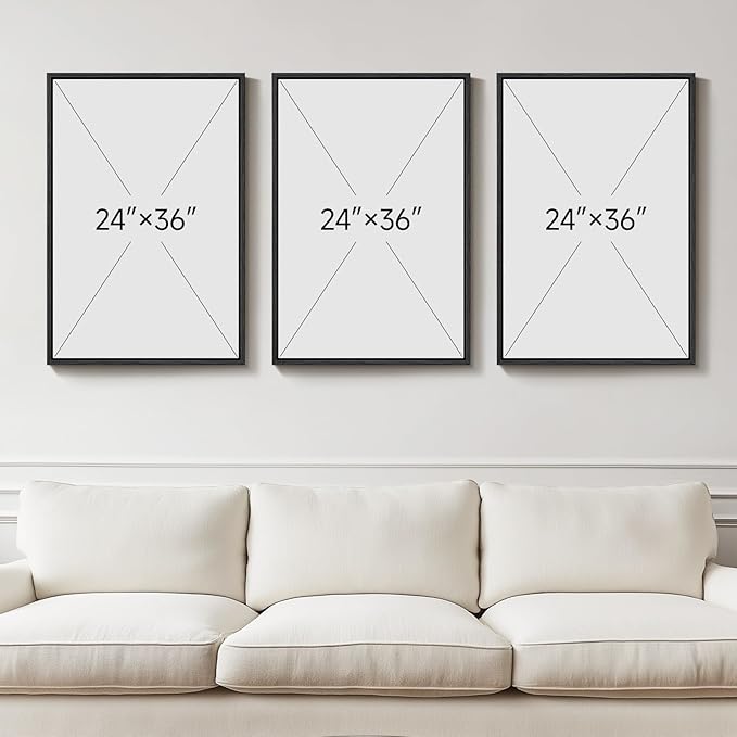 Large Framed Abstract Nature Landscape Wall Art for Living Room, Set of 3 Modern Canvas Prints Paintings Artwork for Walls, Green Lake Pictures for Hallway, Dining Room, Office Wall Decor 24x36 Inch