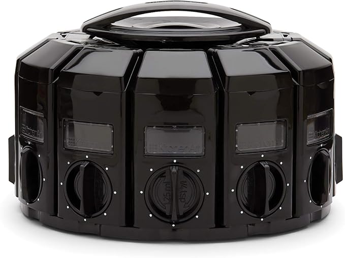Kitchen Art Spice Rack Select-A-Spice Auto-Measure Carousel 12 Compartments Black 8.75 x 8.75 x 6 inches