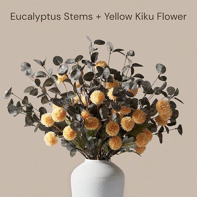 RyddeligHome 6 Branches Artificial Long Eucalpytus Stems for Tall Vase, Eucalyptus Centerpieces for Tables, 23" Dusty Green Faux Stems for Vase, Realistic Greenery Branches Fillers for Home Décor