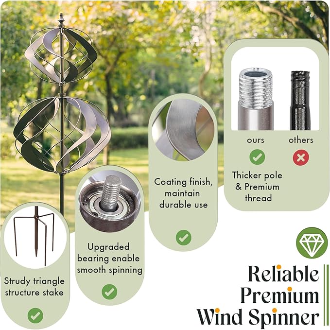 Wind Spinners Outdoor Metal - Large Kinetic Wind Spinner for Yard Garden, Windmills Lawn Ornament Décor for Lawn Patio (Height 84")