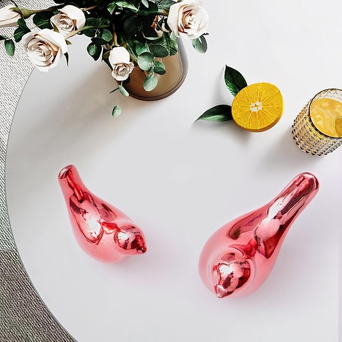 Notakia Small Birds Statues Pink Home Decor Modern Style Decorative Ornaments for Living Room, Bedroom, Office Desktop, Cabinets (2Pcs Pink Birds)