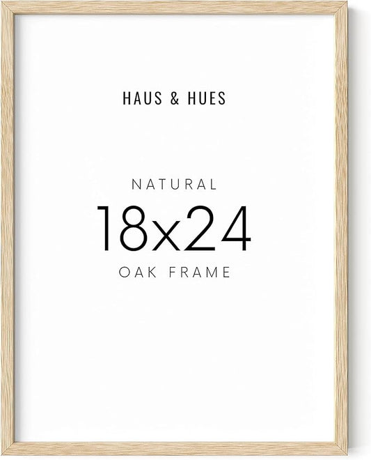 HAUS AND HUES Beige 18 x 24 Poster Frame - 18 x 24 Picture Frame, Wall 18x24 Frame, 18x24 Wood Frame, 24x18 Poster Frame, Wooden Picture Frame 18 x 24, Art 18 x 24 Frame (Beige Oak Frame)