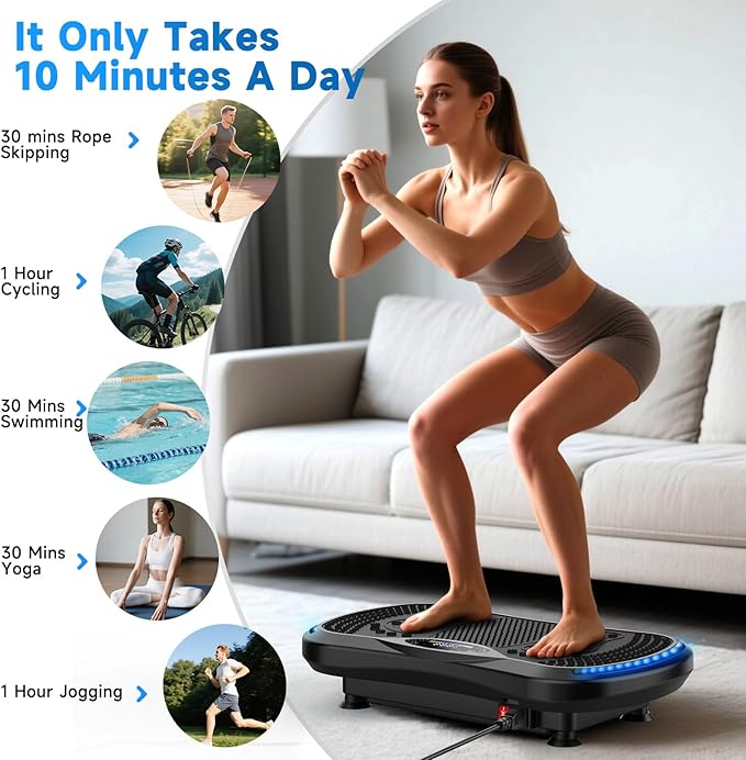 Vibration Plate Exercise Machine for Lymphatic Drainage, Vibration Machine for Full-Body Weight Loss Shaping, Vibrate Fitness Platform 400 Lbs & 200 Adjustable Speeds for Women Men Home Gym