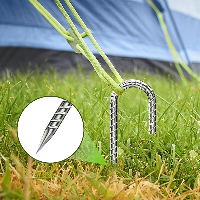 Rebar-Stakes-12-Inch, Ground Stakes Heavy Duty U-Hook Galvanized Anti-Rust Tent Stakes Heavy Duty Ground Anchors for Garden Dog Fence Chicken Coop Christmas Decorations Deer Fence 16pcs