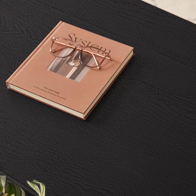 Farmhouse Coffee Tables for Living Room,Square Tea Table with Open Storage Shelf,Large Coffee Table,Rustic Wooden Center Table,Black