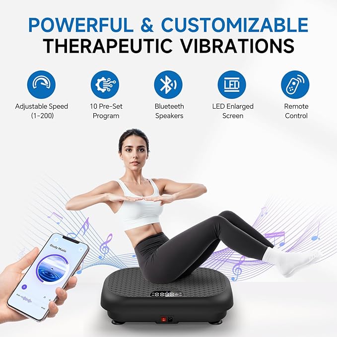 Vibration Plate Exercise Machine Weight Loss, Full Body Shaker Workout Vibration Plates Lymphatic Drainage, Stand Shake Vibrating Plate for Women Men 450 Lbs Capacity Fitness Platform