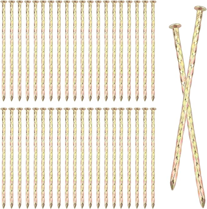 80 PCS 6 Inch Spiral Metal Galvanized Landscape Spikes, Galvanized Non-Rust Metal Garden Stakes, Garden Nails for Artificial Turf, Weed Barrier, Tent, Carpentry and More, by GENHAKON.
