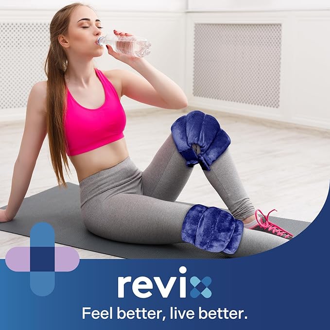 REVIX Microwavable Knee Heating Pad, Heated Wrap with Moist Heat for Elbow & Joint Support, Reusable Hot or Cold Compress for Women & Men