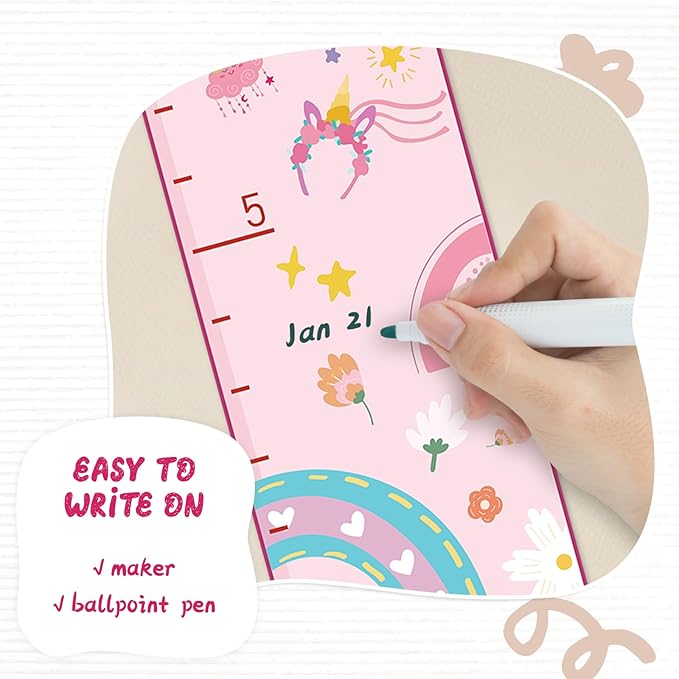 Personalized Name Growth Chart for Kids, Unicorn Wooden Wall Decor Growth Chart, Wall Decor for Kids Room, Wooden Growth Chart for Wall and Nursery Medical Office Toddler Playroom