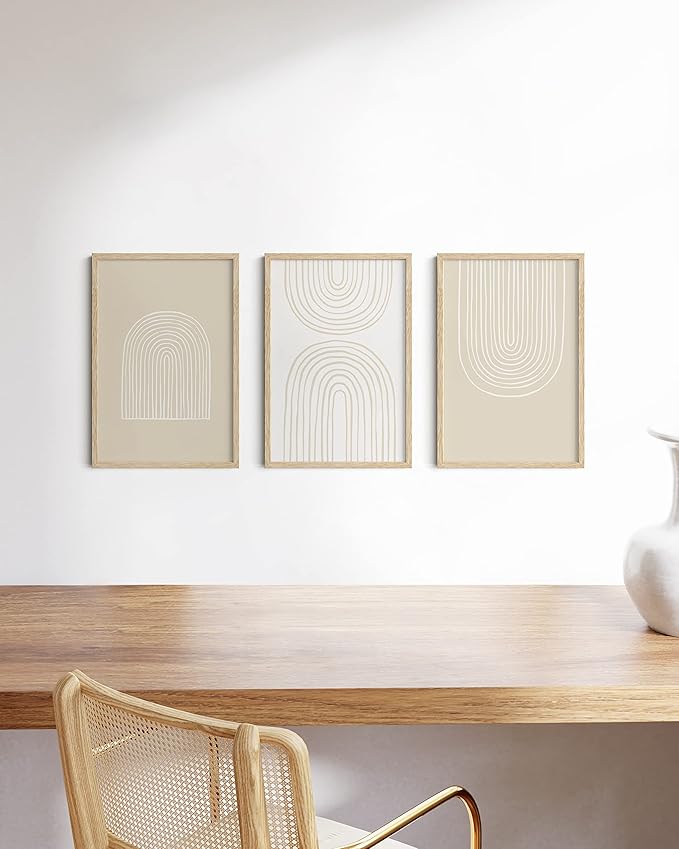 HAUS AND HUES Standalone Beige Oak Frame Set of 3-12x18