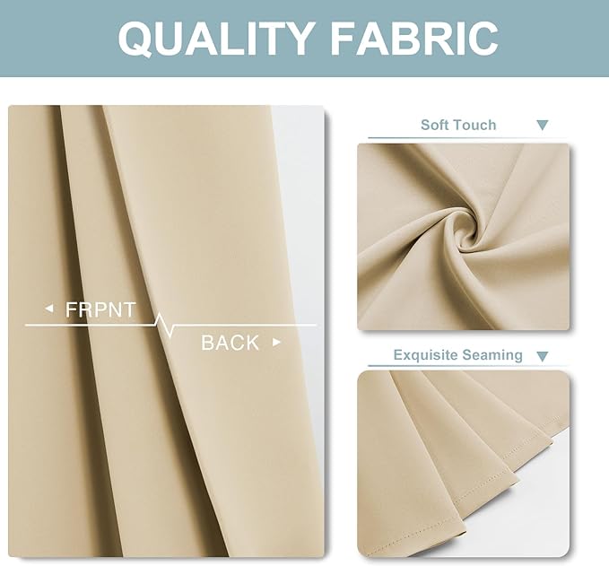 ChrisDowa Blackout Curtains 45 inches Long for Bedroom - 2 Panels Set Grommet Thermal Insulated Room Darkening Curtains for Living Room (Biscotti Beige, 38 x 45 Inch)