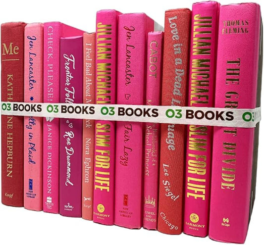 Curated Decorative Books Hardcover Décor Books for Home Décor, Choose Color, Interior Design, Office, Wedding Display, Instant Library, or Staging (Pink, Half Foot)