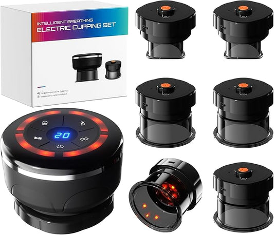 UBALANCE Smart Cupping Therapy Set - Cellulite Massager with 6 Massage Cups, Portable Electric Device for Enhanced Blood Circulation, Reduced Cellulite, and Muscle Soreness Relief(Black)