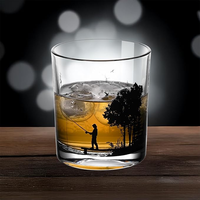 Old Fashioned Whiskey Glasses, Stemless Wine Glasses with Gift Box, 10Oz Rocks Glass for Scotch Cocktail Bourbon Vodka Liquor, Unique Gifts for Dad, Husband, Father's Day, Anniversary