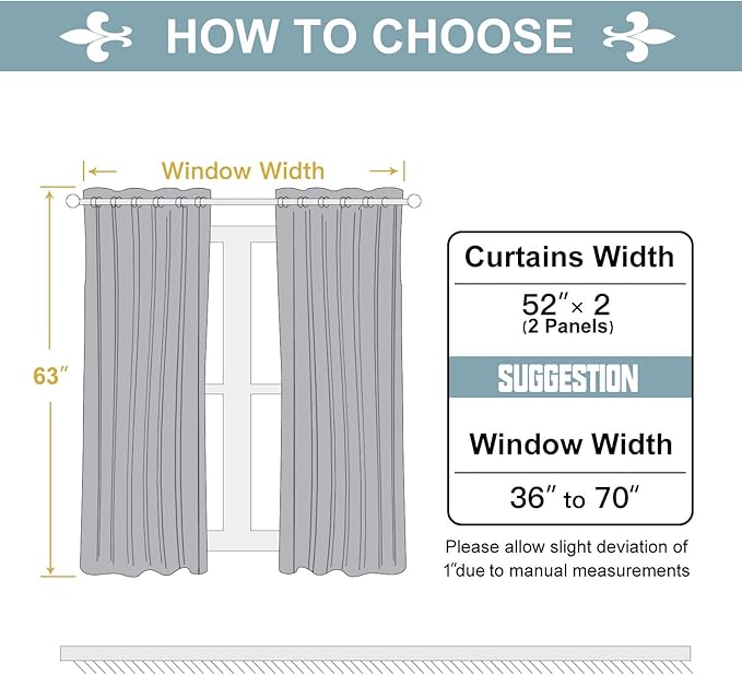 ChrisDowa Grommet Blackout Curtains for Bedroom and Living Room - 2 Panels Set Thermal Insulated Room Darkening Curtains (Black, 52 x 63 Inch)