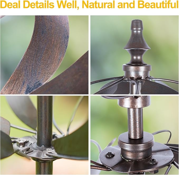 LimeHill Wind Spinner for Yard and Garden - Large Metal Windspinners for Outdoor Decorations (Silver Spherality)