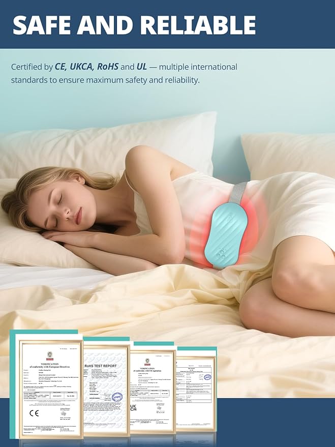 Slimpal Heating Pad for Period Cramps, Portable Heating Pad for Menstrual Relief, Electric Cordless Heating Belt for Back, Belly, Waist, Stomach, Wearable Heat Belt Gifts for Her Women Girl, White