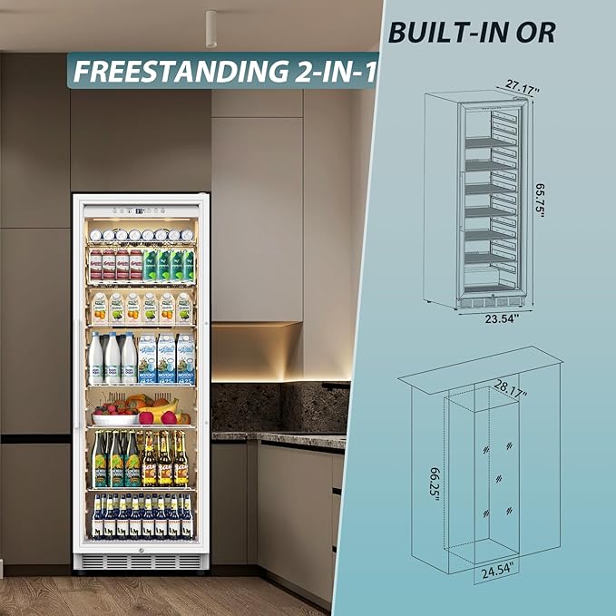 Tylza 13.8 Cu Ft Commercial Refrigerator with Glass Door Display Beverage Fridge, Upright Beverage Cooler Merchandiser, Low Noise, Fast Cooling, White