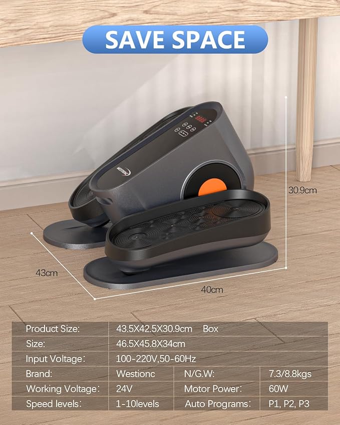 Under Desk Elliptical Machine, Electric Ellipse Leg Exerciser as Seen on Tv for Seniors with 10 Adjustable,Pedal Exerciser,Exercise Equipment for Home