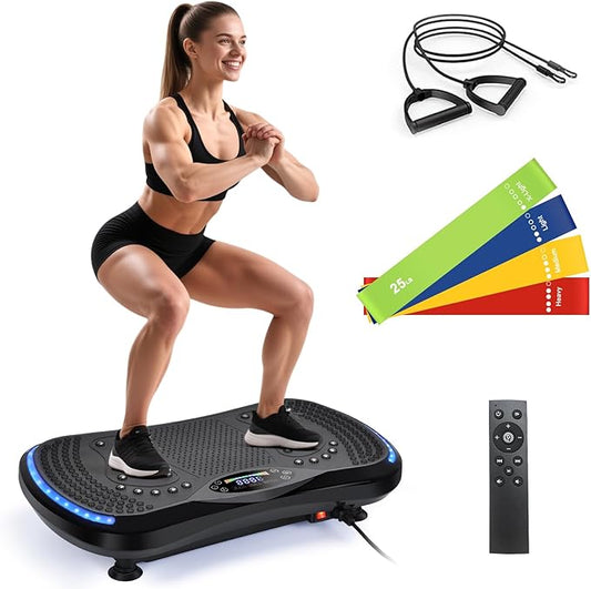 Vibration Plate Exercise Machine for Lymphatic Drainage, Vibration Machine for Full-Body Weight Loss Shaping, Vibrate Fitness Platform 400 Lbs & 200 Adjustable Speeds for Women Men Home Gym