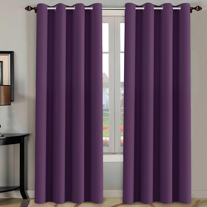 H.VERSAILTEX Blackout Curtains/Draperies/Drapes for Bedroom 108 Inches Long, Extra Long Thermal Insulated Window Treatment Light Blocking Grommet Privacy Curtains, Plum Purple, 2 Panels
