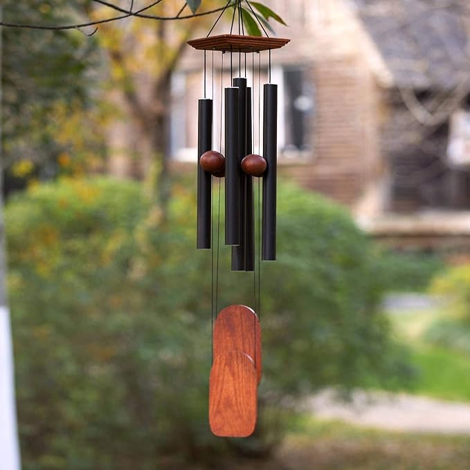 Wind Chimes for Outside Deep Tone, 36in Sympathy Wind Chimes Outdoor Clearance, Gifts for Mother's Day and Christmas, Outdoor Decor for Garden, Patio, Yard（Wood Wind Chime, Black）