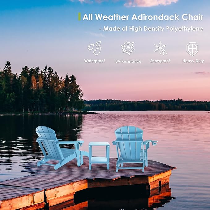 GREENVINES Adirondack-Ottoman | Set of 4 | HDPE Plastic | Outdoor Footrest | All Weather | Foot Rest | Foot Stool | Arctic | for Adirondack Chair | for Patio Backyard Pool
