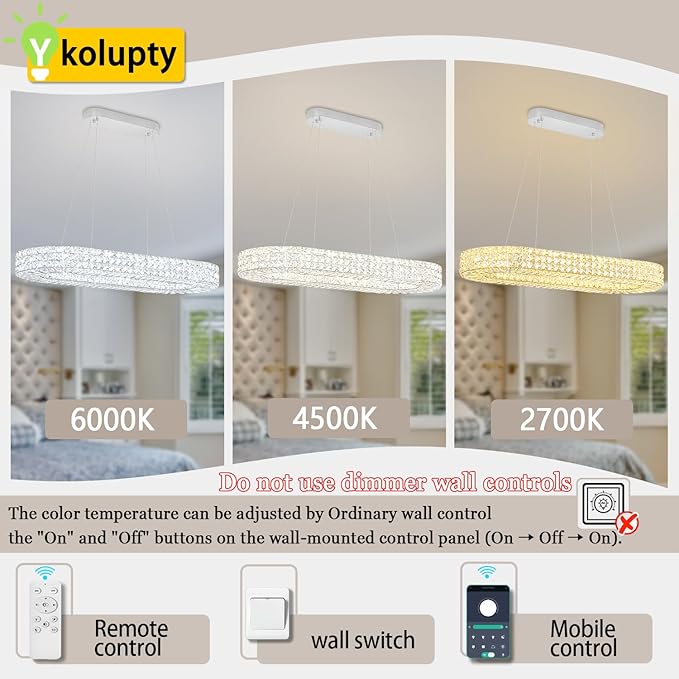 Modern Crystal Chandelier, Dia 40" Rectangular Chandelier for Dining Room,Chrome Rectangle Crystal Ceiling Light Luxury Oval Chandeliers for Living Room Kitchen Island