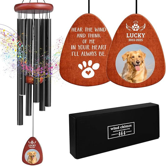 Personalized Pet Memorial Wind Chimes - Dog Memorial Gifts for Loss of Dog,Dogs Remembrance Bereavement Gift,Custom Pet Loss Sympathy Gifts in Memory of Dogs Cats (Design 2)