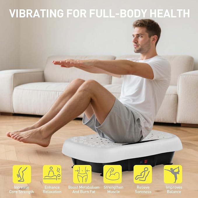 Vibration Plate Exercise Machine, Vibrating Platform for Lymphatic Drainage with 120 Speeds, Upgraded Vibrated Plates for Weight Loss, Full Body Workout Equipment for Fitness at Home