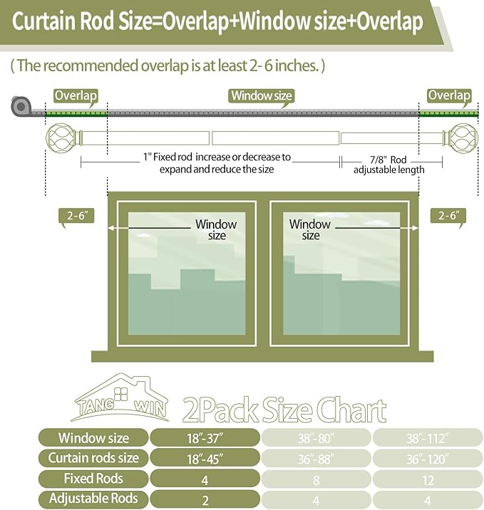 White Farmhouse Curtain Rods for Windows:Heavy Duty Adjustable Curtain Rod for Bedroom Living Room,Boho Decorative Rustic Drapery Rods with Vintage Coastal Finials,Antique White 2 Pack 18-45"
