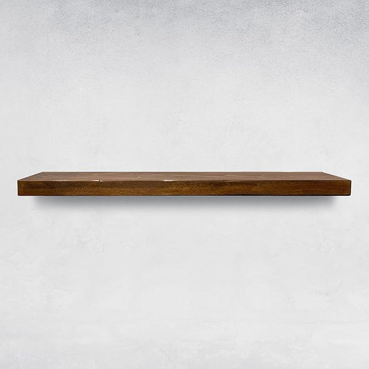 URBANDI, Rustic Floating Shelves, Set of 2, Hidden Bracket, Solid Wood, Heavy Duty, Wall Mounted Shelves, (Dark Brown, 12Wx8D)