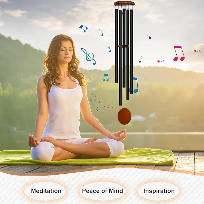 Wind Chimes for Outside Deep Tone, 60 inch 5 Heavy Duty Tubes Aluminium Metal Extra Large Wind Chimes Outdoor, Decoration for Garden, Patio, Yard, Gift for Mother's Day, Birthday