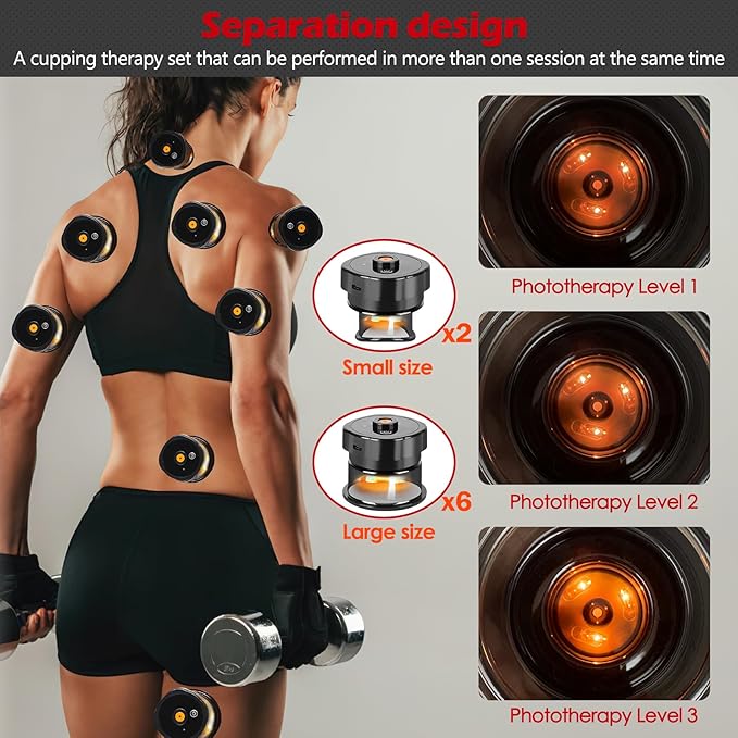 Smart Cupping Therapy Massager Set, 4 in 1 Cupping Kit for Massage Therapy, Portable Electric Cupper for Targeted Pain Relief, Knots, Aches, Muscle Soreness, Circulation & Tighter Skin
