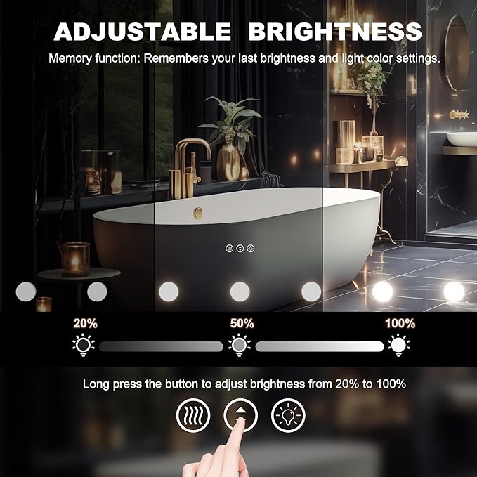 Hasipu LED Bathroom Mirror with Lights, 32" x 32" Hollywood Wall-Mounted Bathroom Mirror with 16 Dimmable Bulbs, 3 Colors Modes, Touch Control, Anti-Fog, Memory Function, Shatter-Proof, ETL Listed