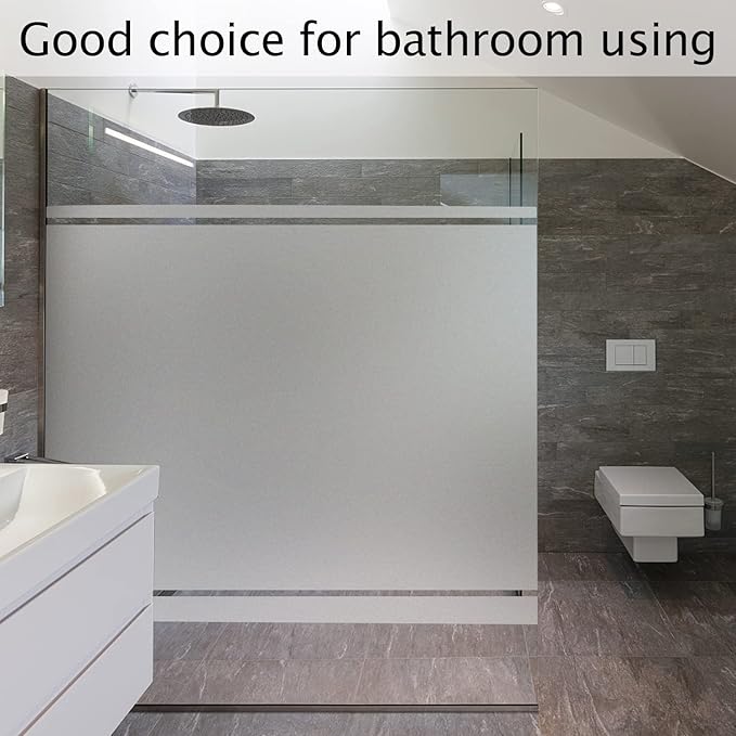 HIDBEA Frosted Window Privacy Film Heat Control UV Blocking, Static Cling Non-Adhesive Reusable Door coverings for Bathroom Home Office (Frosted 45.2 Inch x 13.1 Feet)