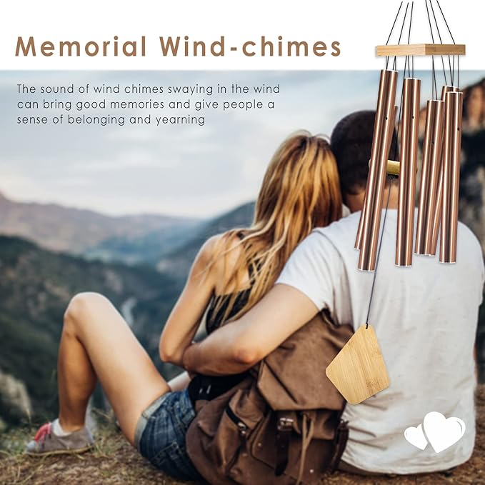 Wind Chimes Outdoor, Deep Tone Memorial Wind Chimes with Hook, Gifts for Mother's Day/Housewarming/Christmas, Patio, Garden, Yard, Home Decor, Copper