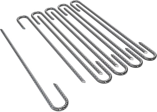 Vodaland Rebar Stakes | J Hook Extra Heavy Duty Rust Proof Coated Steel Ground Anchors with Chisel Point End | Secure All Landscaping and DIY Projects | 5/16” Diameter x 16” Inches Long (Pack of 10)