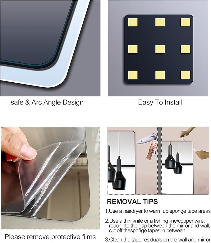 Shatterproof Wall Mirror Full Length for Bedroom, Acrylic Gym Mirrors For Home, Extra Thick: 0.12 inch, 16 x 16 inch x 4 Pcs, Workout Mirrors Safe for Kids, Over The Door, Long Wall Mounted