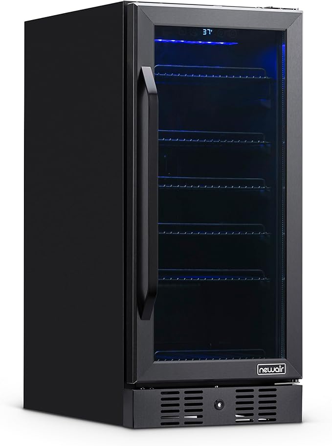 Newair 24" Wine and Beverage Refrigerator 20 Bottle and 70 Can Capacity, Built-in or Freestanding Cooler, Dual Zone Fridge in Stainless Steel with Splitshelf