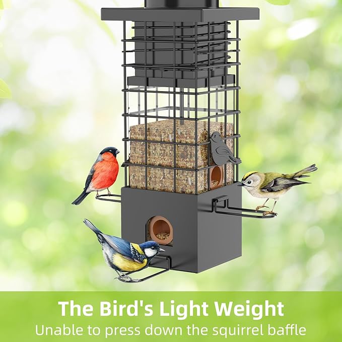 KRUOO Metal Squirrel Proof Bird Feeder for Outdoors Hanging,Wild Bird Feeders for Outside, 2.5 lb Capacity