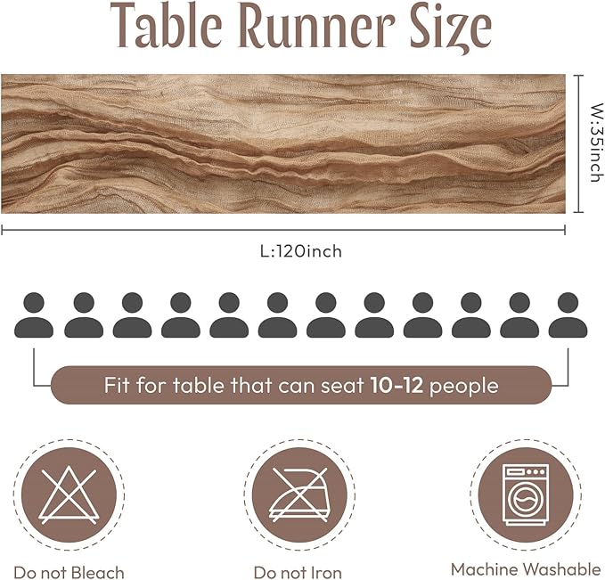 Sioloc Nude Cheesecloth Table Runner Fall Autumn Decor for Home 10ft Table Cloth for Tea Wedding Birthday Party Baby Bridal Shower Halloween Thanksgiving