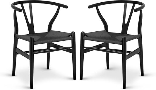 POLY & BARK Weave Chair Set of 2 in Pitch Black