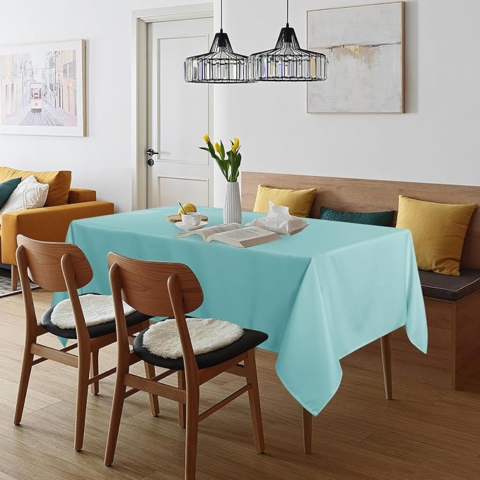 sancua Rectangle Tablecloth - 60 x 120 Inch - Stain and Wrinkle Resistant Washable Polyester Table Cloth, Decorative Fabric Table Cover for Dining Tables, Buffet Parties and Camping, Turquoise