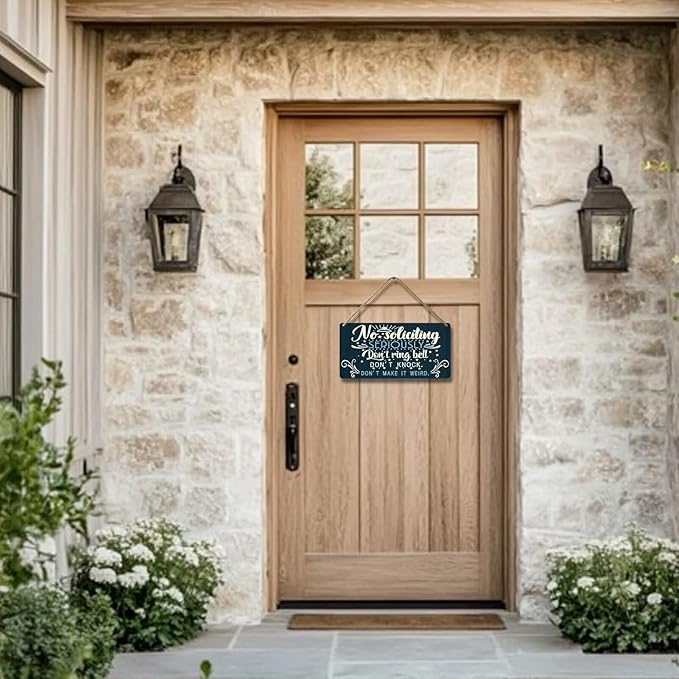 No Soliciting Sign for House Door Funny Do Not Ring Doorbell Sign for Home Front Door Seriously Don't Knock Or Ring Doorbell Don't Make It Weird Wooden Yard Signs 12x6 Inch