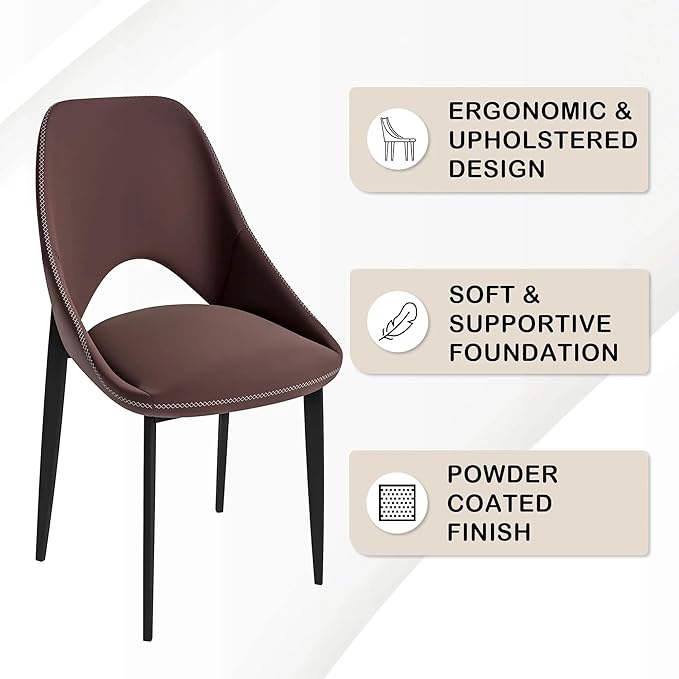 LeisureMod Amalfi Upholstered Fabric Dining Chair – Modern Side Chair with Iron Legs, Mid-Century Accent Chair for Dining Room or Kitchen